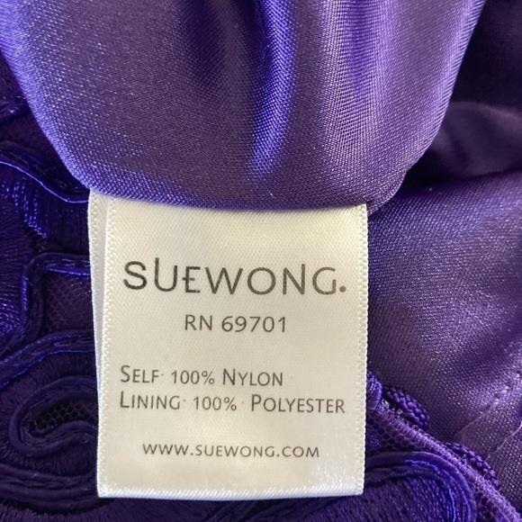 Sue Wong Purple Embroidered Sheath Dress-0 - Picture 7 of 12